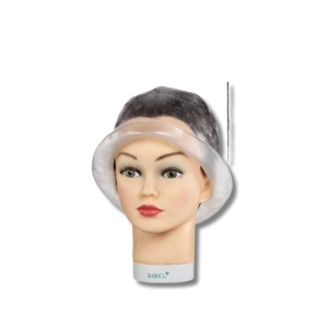 SIBEL LORY czepek silikonowy do pasemek z rantem przeciw kapaniu + szydełko