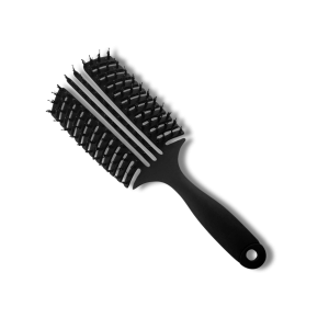 WELLNESS PREMIUM szczotka płaska z włosiem z dzika L | Czarna
