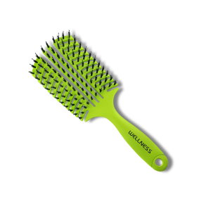 WELLNESS PREMIUM szczotka płaska z włosiem z dzika L | Zielona
