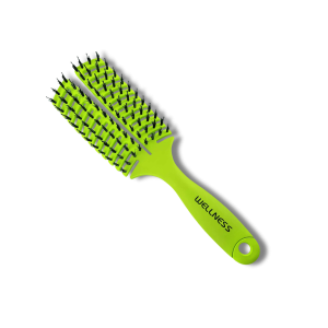 WELLNESS PREMIUM szczotka płaska z włosiem z dzika M | Zielona