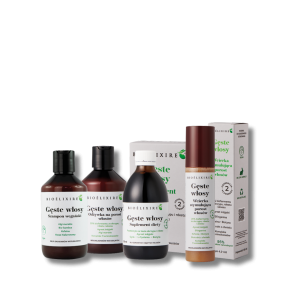 BIOELIXIRE GĘSTE WŁOSY zestaw | szampon + odżywka + wcierka + suplement