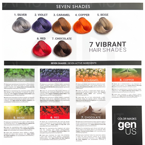 GENUS SEVEN SHADES maska koloryzująca z wodą organiczną 200 ml | Red - 7