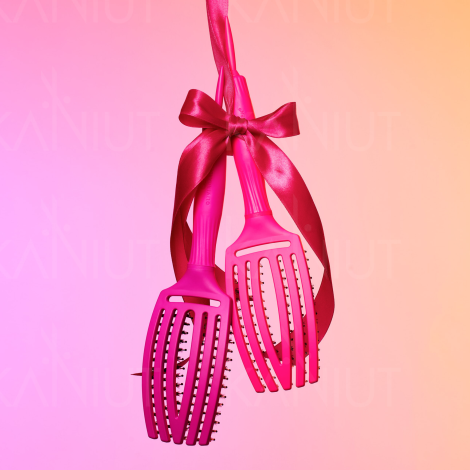 OLIVIA GARDEN FINGERBRUSH COMBO szczotka z włosiem dzika M | Neon Pink - 4