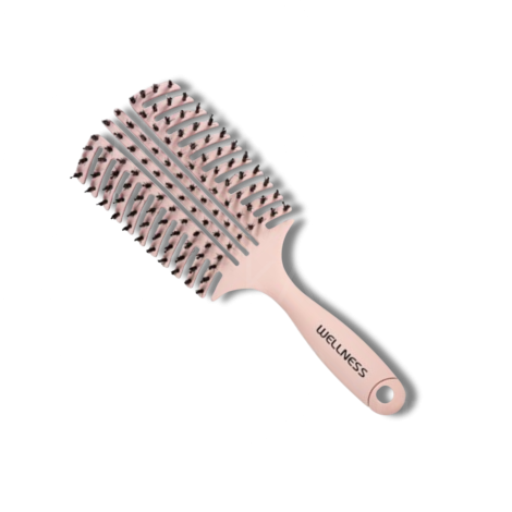 WELLNESS PREMIUM szczotka płaska z włosiem z dzika L | Różowa