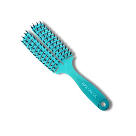 WELLNESS PREMIUM szczotka płaska z włosiem z dzika M | Niebieska