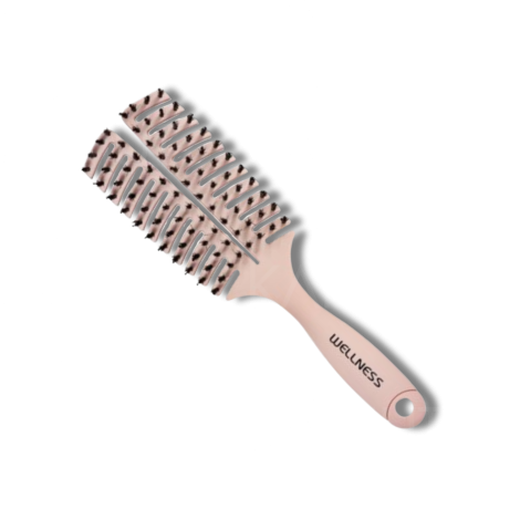 WELLNESS PREMIUM szczotka płaska z włosiem z dzika M | Różowa