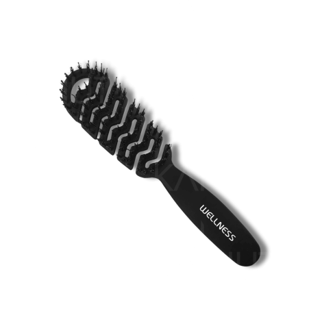 WELLNESS PREMIUM szczotka płaska z włosiem z dzika S | Czarna