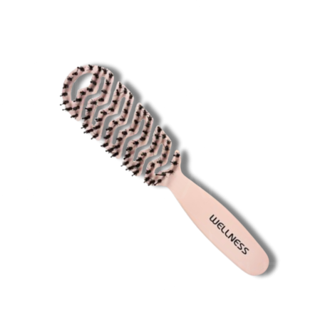 WELLNESS PREMIUM szczotka płaska z włosiem z dzika S | Różowa