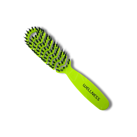 WELLNESS PREMIUM szczotka płaska z włosiem z dzika S | Zielona