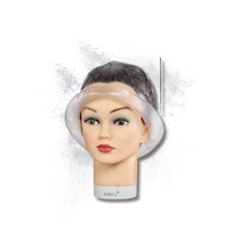 SIBEL LORY czepek silikonowy do pasemek z rantem przeciw kapaniu + szydełko - 2