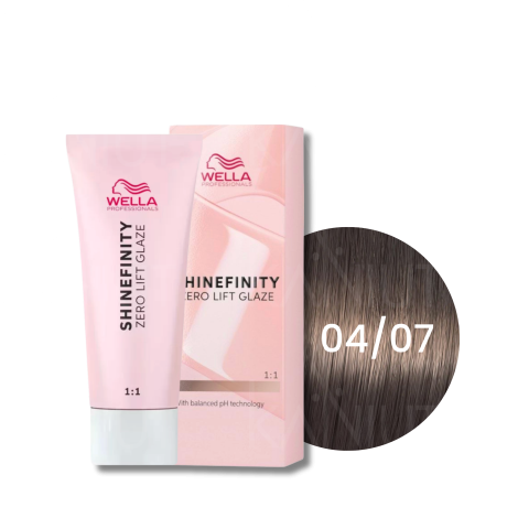 WELLA SHINEFINITY Zero Lift Glaze półtrwała farba do włosów 60 ml | 04/07