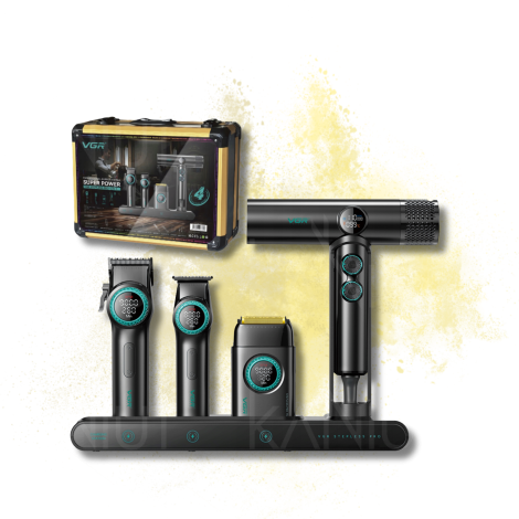 VGR PRO 4IN1 zestaw w walizce | maszynka + trymer + golarka + suszarka - 2