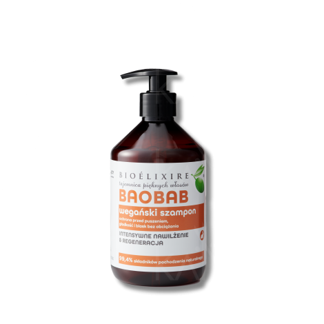 BIOELIXIRE ESSENTIAL Vegan Baobab szampon nawilżający do włosów 500 ml